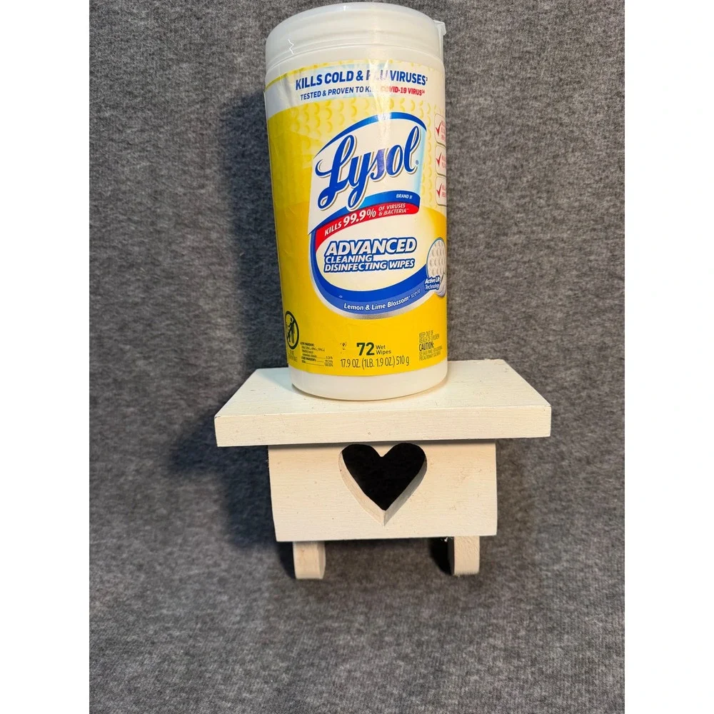 VTG Small Wood Wall Shelf Heart Cutout Cream Floating Display Farmhouse Decor